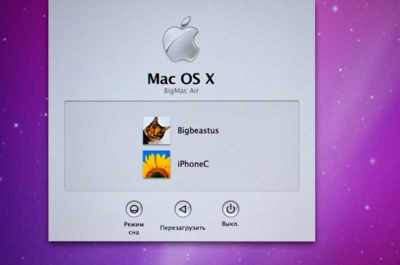 Системное окно Mac OS X