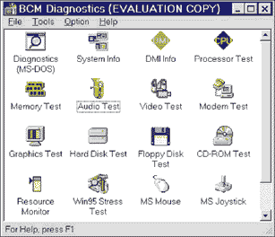 Главное окно BCM Diagnostics
